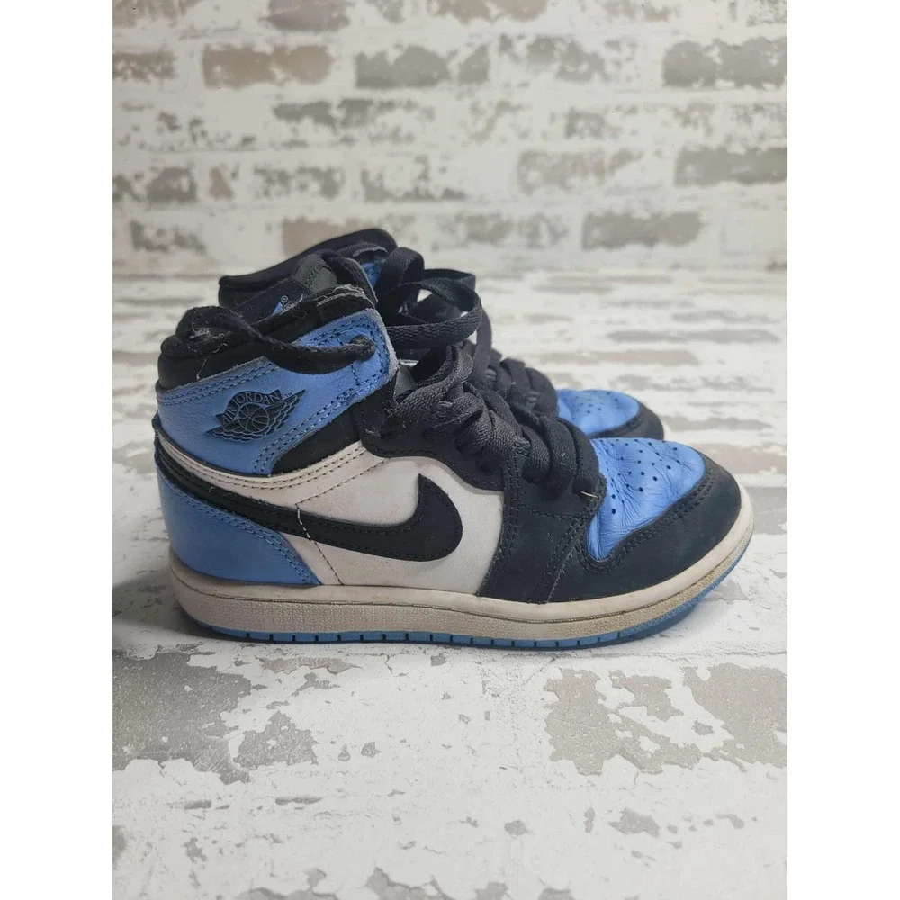 Nike Air Jordan 1 High UNC Toe Blue Black White FD1412-400 Kids Size‎ 13C